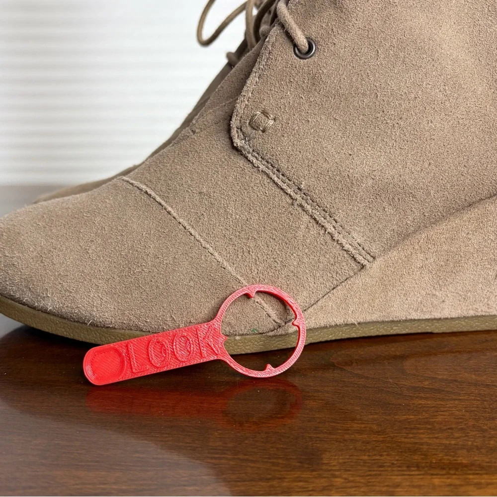 TOMS Suede Lace-Up Wedges Ankle Booties Boots Size 11 Dessert Taupe Retro‎ BoHo